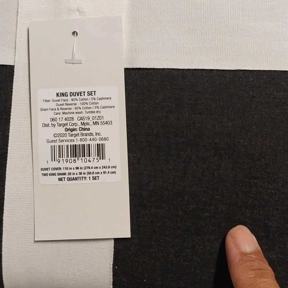Casaluna King Duvet Set Black Cotton/ Cashmere